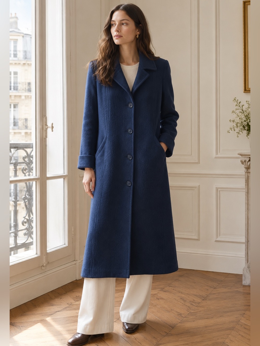 Vintage Mallia Wool Cashmere Overcoat Royal Blue Luxury Made in Canada size 12